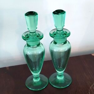 Martinsville Green Glass Perfume Bottles